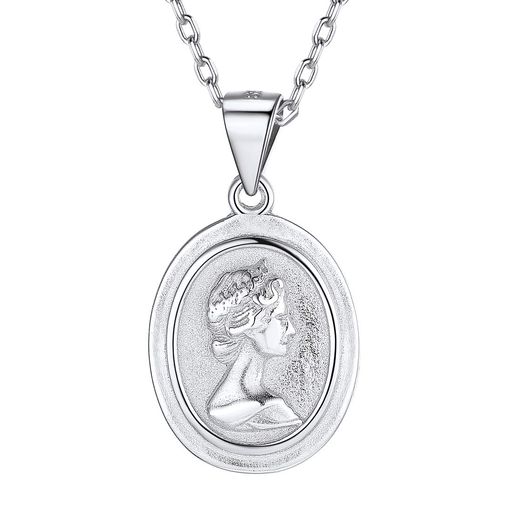 [ChicSilver]コインネックレスレディースシルバー925金属アレルギー対応エリザベス女王ペンダントアク..
