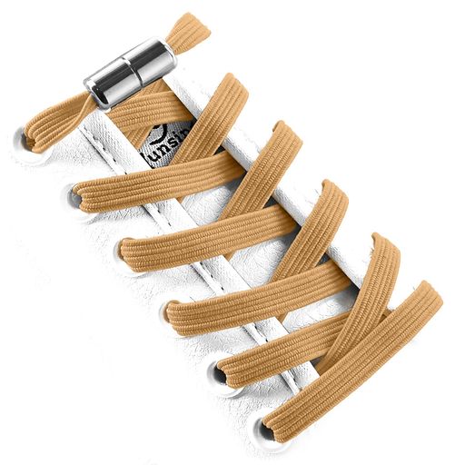 [VICTPOPU]大人の子供のための弾性靴ひも、金属バックルでタイレスの靴ひも、タイ靴ひもなし(カーキ)