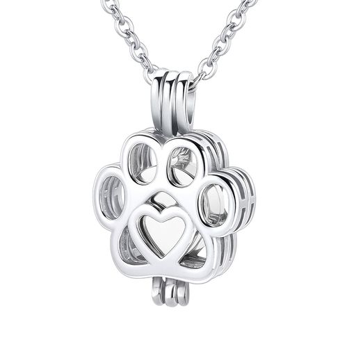 Necklace - [InfuMemo]ペット火葬ジュエリー犬/猫の足の骨壷灰ネックレス女性のための男性ミニ円形バイアル火葬灰ペンダント最愛の人メモリアルジュエリー