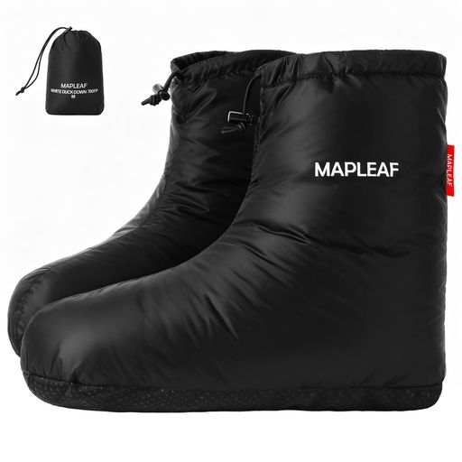 Mapleafシューズカバーダウンシューズ防寒アウトドア用室内履きルームシューズ秋冬用防風超軽量履きや..