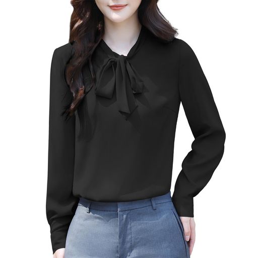 [HOTOUCH] ブラウス レディース 長袖 Vネック シフォン シャツ シアー 透け感 トッ...