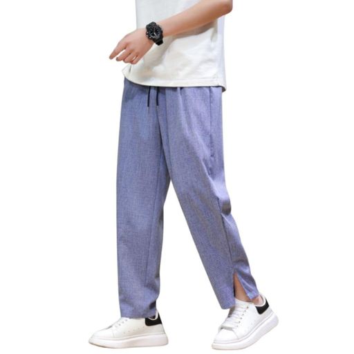 [Platilive]ズボンメンズサルエルパンツ無地人気ボトムス大きいサイズゆったりボトムス調整紐通気性カジュアルパンツ袴パンツオールシーズン对应blue2XL