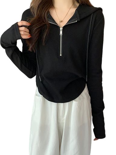 [AUSKY]パーカーレディース薄手長袖トップスジッパー無地かわいいポリエステルシンプルカジュアルお洒落万能アイテム学生大人通勤着瘦せ春夏秋デイリーデートお出かけ