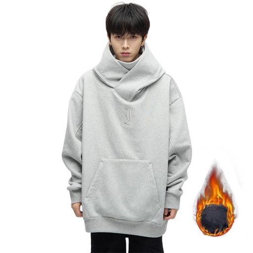 [YEOREO]パーカーメンズタートルネックトレーナー裏起毛メンズおしゃれパーカー裏パイル大きいサイズフード付き厚手無地長袖プルオーバートップスシンプルカジュアル春秋冬服-r-hui-XL