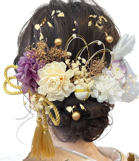 [JZOON]成人式髪飾りヘアアクセサリーアジサイテールリードソーラーローズアンティークベリーパール水..