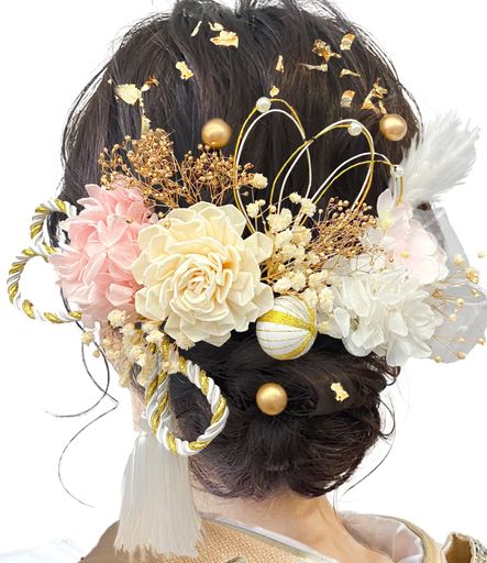 [JZOON]成人式髪飾りヘアアクセサリーアジサイテールリードソーラーローズアンティークベリーパール水..
