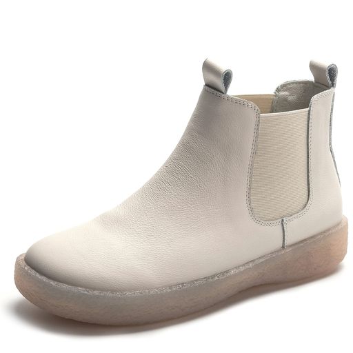 [LEDE]チェルシーブーツレディースカジュアルブーツサイドゴアブーツアンクルブーツアウトドアシューズ本革厚底袴用防水着やすいホワイト23.0cm