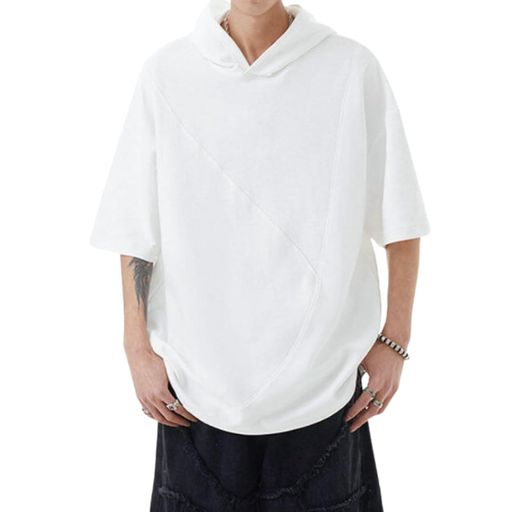 [PenBille]パーカーメンズtシャツ夏服半袖ショートスリーブおおきいサイズ快適なつふく軽い柔らカジュアルゆったりレジャートップスおしゃれストリートスタイルWhiteL