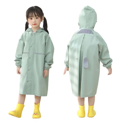 [Moerstar]レインコートキッズレインポンチョレインウェアひも付きフードランドセル対応リュックを背負ったまま脱着できる通園通学雨具梅雨対策子供用男の子女の子学生ゴム袖口適応身…