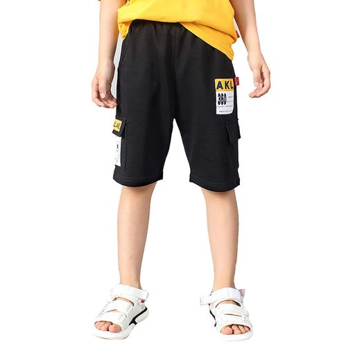 [Rolanko]キッズ半ズボン男の子ハーフパンツジュニア男児ショートパンツストレッチカジュアルコットン5分丈ブラックグレー