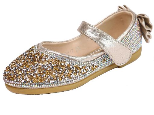 [WUIWUIYU]ドレスシューズ女の子キッズフォーマル靴キラキラリボン飾り軽量歩きやすいプリンセスシュー..