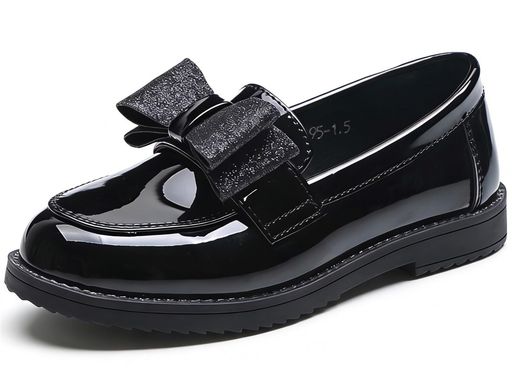 [PPXID]ピピシダローファー学生女子フォーマル靴女の子タッセル/リボンエナメル柔らかい歩きやすい卒業式発表会通学ブラック19.5cm