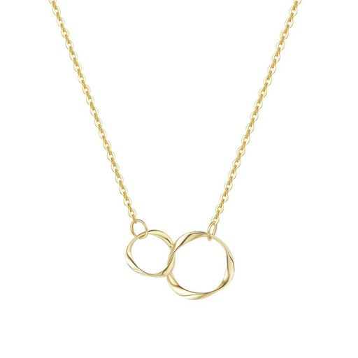 [FANCIME]18Kイエローゴールドネックレスレディースダブルループサークルアクセサリーホワイトデー母の..