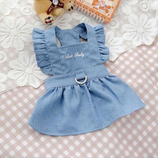 樂天商城 - YBGGJOワンピースドレスデニム犬服春夏お姫様スカートペット用プリンセススカートペット服ドッグウェアワンちゃん可愛い女の子子犬服中小型犬犬洋服猫服(空色XL)