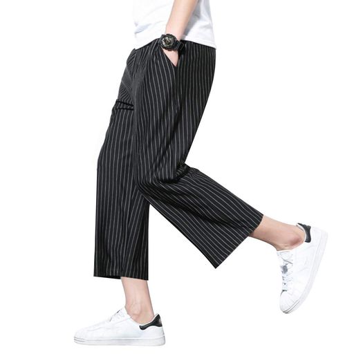 [FOMANSH]メンズサルエルパンツ9分丈リラックスボトムスゆったりストライプ