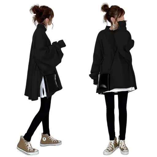 [TeMiberyLyric]スウェットレディーストレーナー秋冬パーカー長袖フェイクレイヤードハイネックプルオーバー可愛いゆったり薄手裏起毛大きいサイズおしゃれトップス秋服秋物キレイめ通勤…