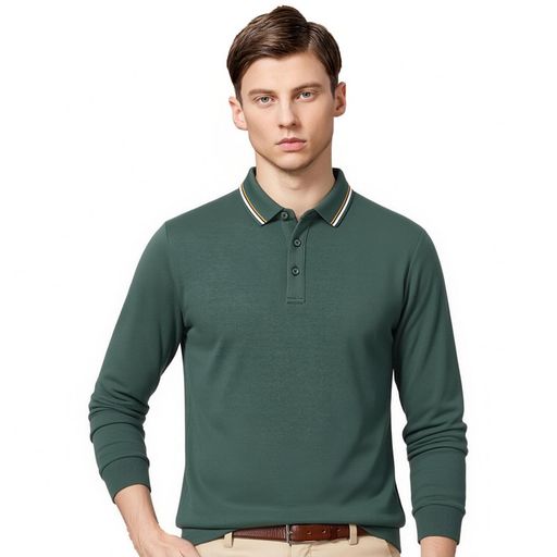 Polo Shirt - [SUNDAYROSE]ポロシャツメンズ長袖大きいサイズゴルフウェアゴルフポロ男性カジュアル長袖ポロシャツスポーツウェア無地ゴルフシャツ紳士用ポロビジネス春秋用2XLグリーン23905