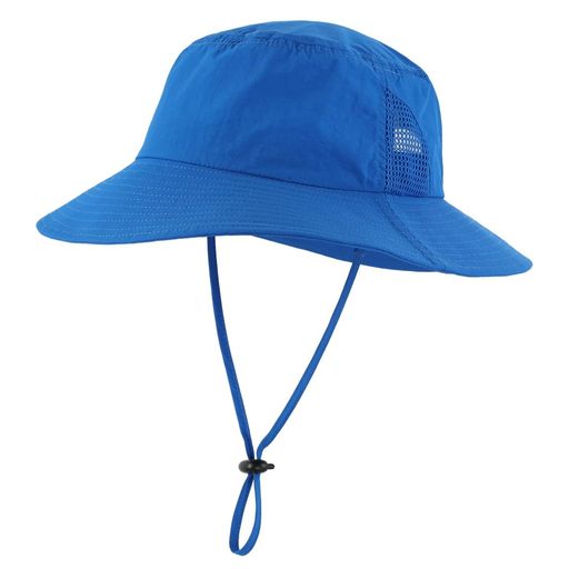 [Connectyle]幼児キッズUPF50+サファリハットポニーテール日よけ帽子メッシュUVカットハット防水調節紐付きロイヤルブルーS