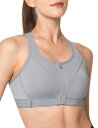 イベットスポーツブラ揺れない前開き大きいサイズ調節可能一体型カップ後ろホックレディースハイサポートスポーツブラジャーランニングジムフィットネススポブラグレー79...