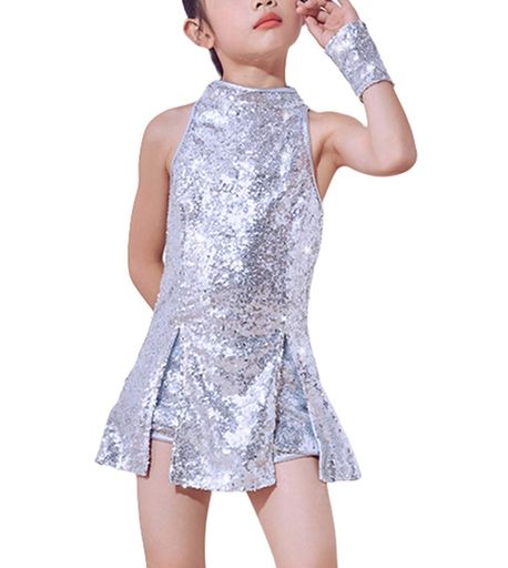 [LOLANTA]女の子ダンスウェアスパンコールダンス衣装子供ドレスストリートダンス服キラキラヒップホッ..