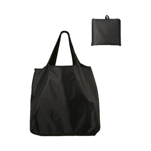 [FamGift]折りたたみエコバッグ買い物袋大容量コンビニバッグおしゃれコンパクト軽量耐久収納可折りたたみバッグ洗濯可能水洗い手提げ肩掛け携帯便利人気コンビニレジ袋(ブラック)