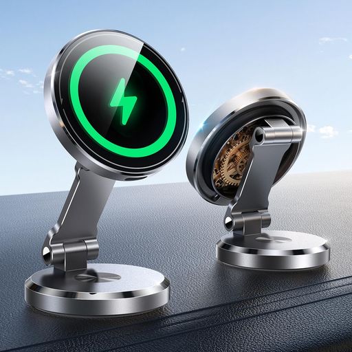 JOYROOM magsafe 車載スマホホルダー ワイヤレス充電 【パネル&台座360°自由調整·高級合金素材】 15W急速 magsafe充電器 車 マグネット 全金属製 耐久性良い 超強磁力 安定性抜群 スマホスタンド…