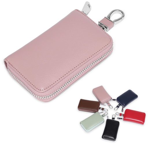 Amzbagキーケースメンズレディース本革財布一体型カードケースキーケーススマートキー対応大容量6連フック小銭入れ360°回転カラビナキーホルダー付きパスポートケース多機能防水おしゃ…