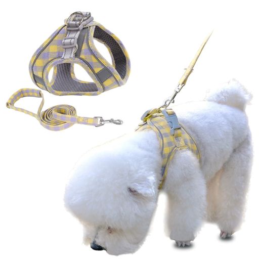 KUVEELA PET ペット用ハーネス&リードセット 犬 猫 胴輪 反射光ストリップ付き 調...