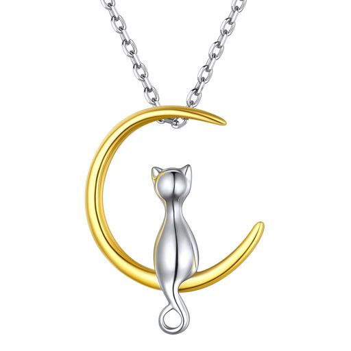 CHICSILVER 猫 ねこ ネックレス レディース 人気 三日月 シルバー925 ゴールド 動物 かわいい アクセサリー
