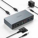 UnitekKVMSwitch2in2アウト4K@60HzHDMI+ディスプレイポートデュアルモニターKVM切り替えUSB3ポート搭載5V2A電源アダプター付き