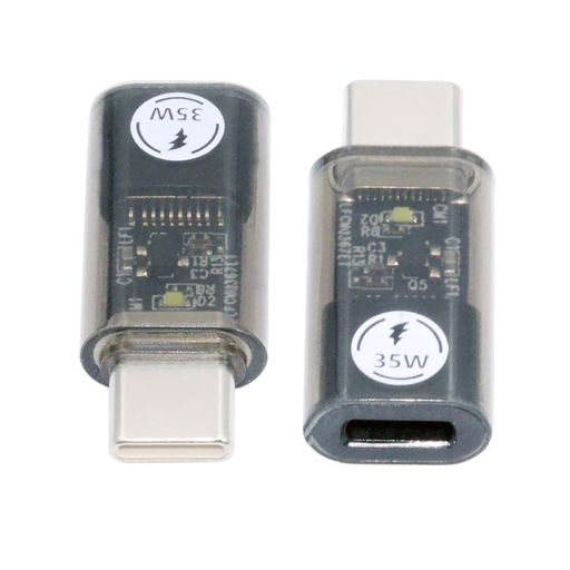 xiwai 透明 USB-C Type C オス - 8P メス アダプター LEDライト付き 35W 電源 480M...
