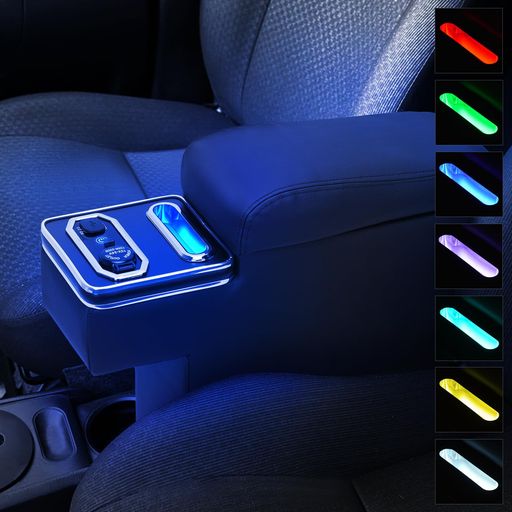 BUYFULLコンソールボックスアームレスト160系サクシードアームレスト呼吸ランプ七色変換プロボックスガソリン車ハイブリッド車対応センターコンソール肘置き小物入れ収納ボックスPU