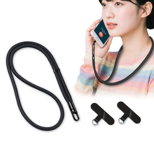 [Lamiishop]ネックストラップスマホストラップスマホ首掛けストラップTPU+金属製ストラップホルダー2枚入り携帯ストラップ首掛け360°回転7mm太さナイロン頑丈ケイタイストラップクビカケス…