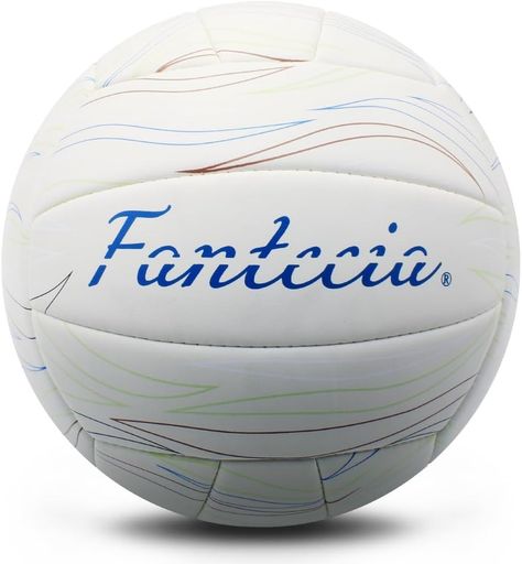 オフィシャルバレーボールサイズ5レザーソフトタッチホワイト、ポンプ付き、屋内、屋外、プール、ビーチ、庭に最適(空気なし)