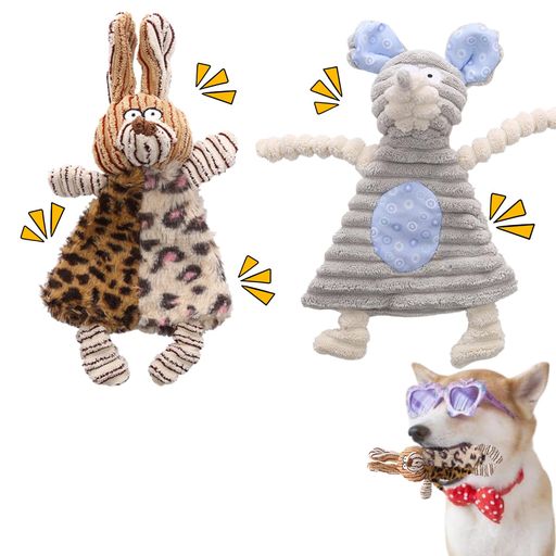 KAFind犬おもちゃ犬用音が出る犬噛むおもちゃ2点セット犬ぬいぐるみ運動不足ストレス解消もこもこ犬の..