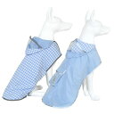 MAMORE犬用レインコート、リバーシブル防水フード付き反射格子裏地ダブル生地犬のレインジャケット小型犬中型犬大型犬用(ブルーS)