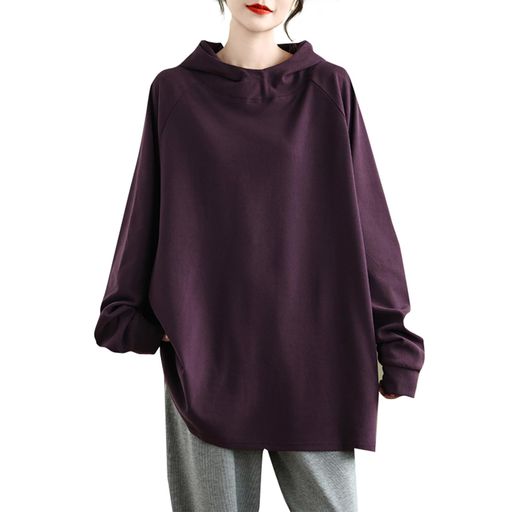 Rakuten - [POGCZMKK]長袖tシャツレディーストップスロングtシャツ両面起毛蓄熱防寒カットソータートルネックフード付き裏起毛ゆったり大きいサイズ体型カバー柔らか着回し可愛い着痩せ通勤カジュ…