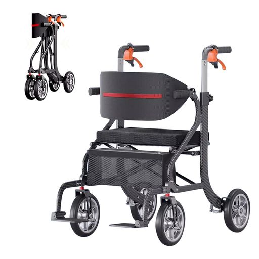 Miugoo歩行器四輪歩行車シルバーカー多機能歩行器手押し車アルミ製折り畳み式軽量9.5kg高さ調節可能1台..