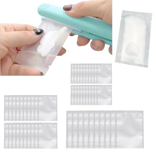 Lamiishop熱圧着パウチ50枚セット化粧水/乳液/シャンプー小分け使い捨てパウチ容器詰め替えパウチ漏れ防止ヘアアイロンの熱で封ができる熱圧パウチ密封性旅行詰め替えパウチコンパクト…