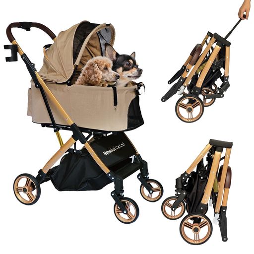 [Nyoniko(ニョニコ)]ペットカート分離型自立折りたたみ犬バギー4輪ワンタッチ前輪360°回転輪ブレーキ付..