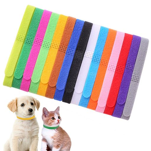 Orirya猫首輪犬首輪子猫子犬識別首輪15色カラフルソフトマジックテープ調節可能カット可能ペット用識別首輪多頭飼いねこ犬識別襟L10*350mm