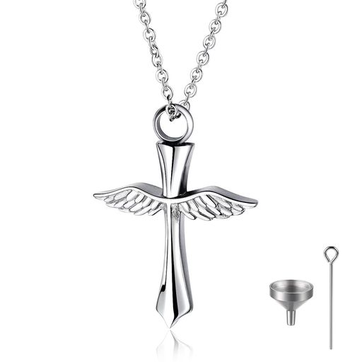 [LinnWell]ネックレスレディースネックレスメンズメモリアルネックレス人気クロスネックレス天使の翼十..