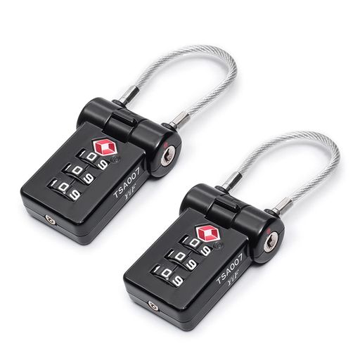TSAワイヤーロック南京錠3桁式ダイヤル式TSAロックダイヤル式ワイヤーロック暗証番号荷物、スーツケー..