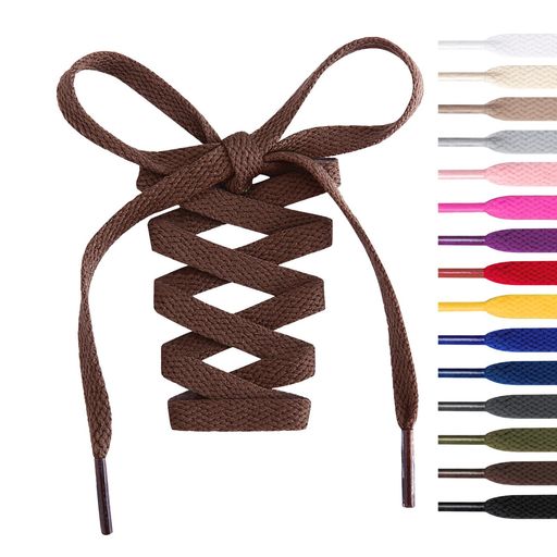 [Handshop]2足(4本入り)平紐-スニーカー、スポーツシューズ、ブーツの替え紐になりできるブラウン114cm