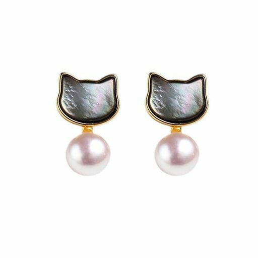 MIKAMU猫ピアスレディース天然淡水真珠18K18金ピアスレディース桜安心の金属アレルギー対応専用ボック..