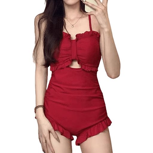 [Vincenthouse]水着レディースモノキニ体型カバー可愛いセクシー大人韓国大きいサイズハイウエスト無地美背ビーチウェア肌守りおしゃれ海水浴場リゾート温泉旅行水陸両用