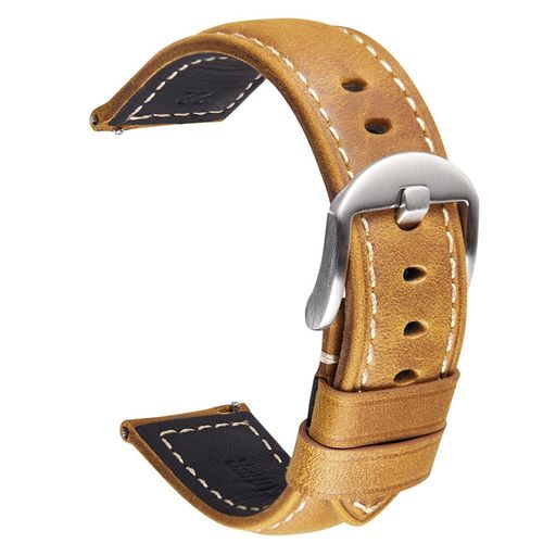 腕時計ベルト革スマートウォッチベルト時計バンド本革ベルト20mm22mm24mm防水シルバーブラック尾錠レザー工具付きクイックリリース対応SamsungGalaxy/HuaweiWatch