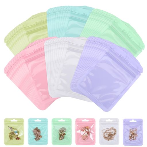ジュエリー袋Svaldo小物入れ六色マカロン色60枚セット7.5*10cmジッパー付き袋チャック付きポリ袋ジュエリー包装用品防水防湿密封ビニール収納袋変色防止アクセサリー袋ピアス指輪リング…