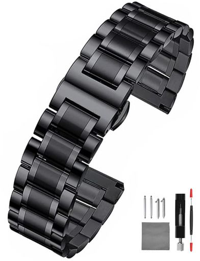 [TICFROG]時計ベルト22mmステンレス鋼防水防汗Dバックル錆び難いウォッチバンド金属腕時計ベルト交換工..