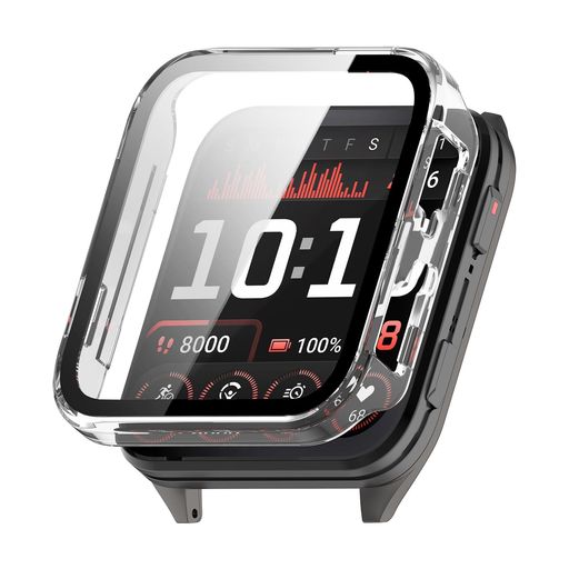 YealRedForGarminVenuX1保護ケース軽量PC+強化ガラスカバー9H硬度取り付け簡単一体型全面保護キズ防止耐衝撃HD高透過率指紋防止反射低減GarminVenuX1に対応(透明)(2)